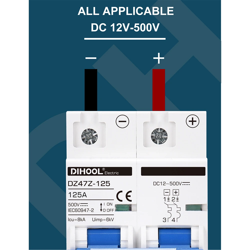 Solar Photovoltaic DC Circuit Breaker & Disconnect Switch, 10A to 125A Capacity, 500V/1000V