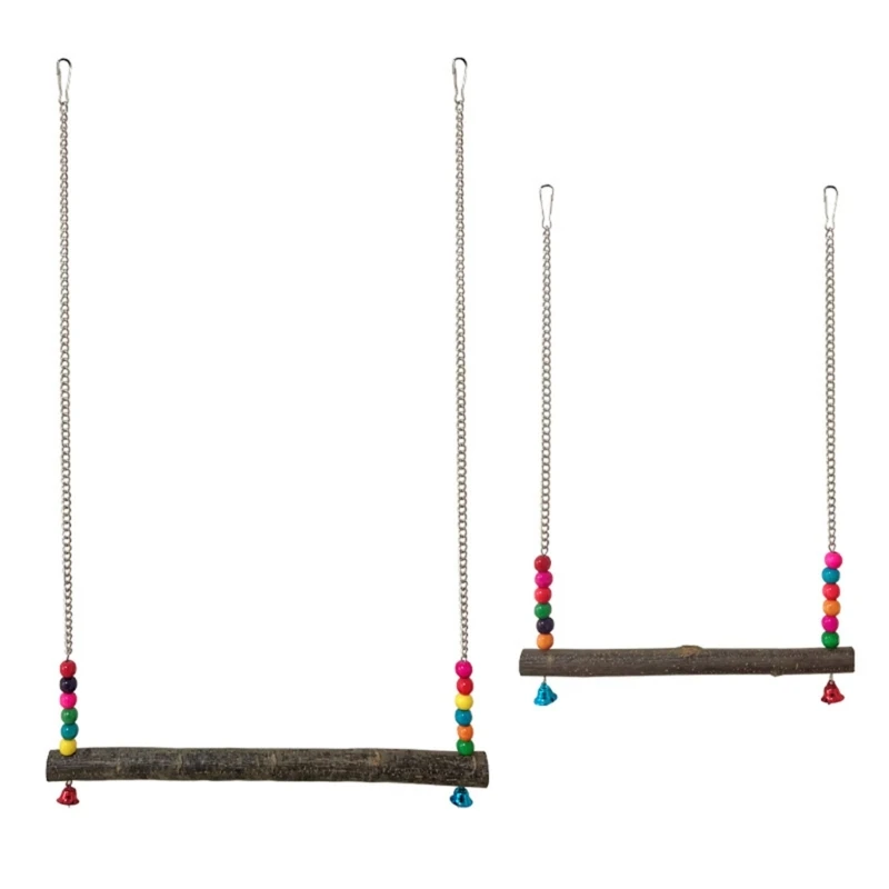 

Игрушка-качалка для птиц, деревянная игрушка-гамак для птиц-попугаев, разноцветные бусины, игрушка-птица M68E