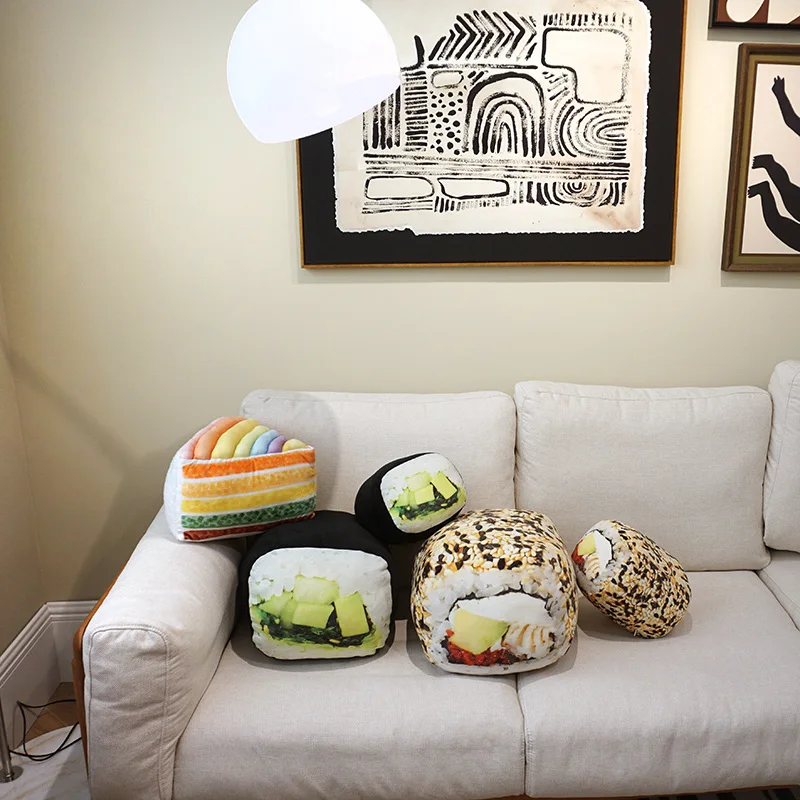 Kawaii Simulation Food Sushi Cake Plush Toys Stuffed Doll Pillow Cushion Cute Home Decoration for Kids Girls Adults Fun Gift