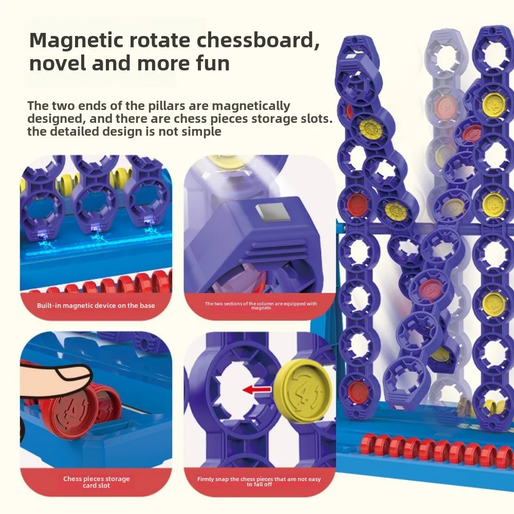 Educational Toy Chess 4 Classic Family Parent child Interaction Vertical Blue Connect Board Game Spin Grid Game Kids Adult