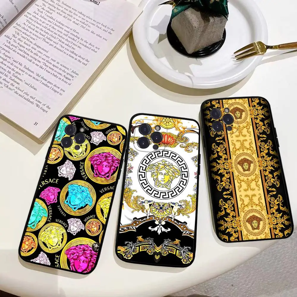 Luxury V-Versace Designer Silicone Phone Case - Black Cover