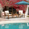 Acacia Wood Patio Furniture with Coffee Table & Cushions Outdoor Conversation Set Balcony Chairs for Porch, Deck 3