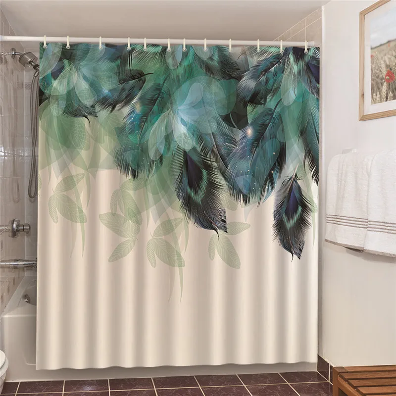 Retro Tropical Green Foliage Bathroom Set Shower Curtains 3D Art Printed  Natural Scenery Waterproof Polyester Bath Screen Decor