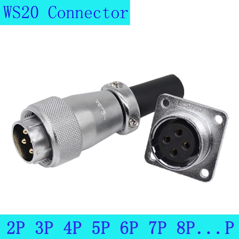 Weipu Ws20 Industrial Eletrônico Conector à Prova d Água Ip67 Pin 3pin 4pin 5pin 6pin 7pin 9pin 12pin M20 5a 10a Adaptador de Energia
