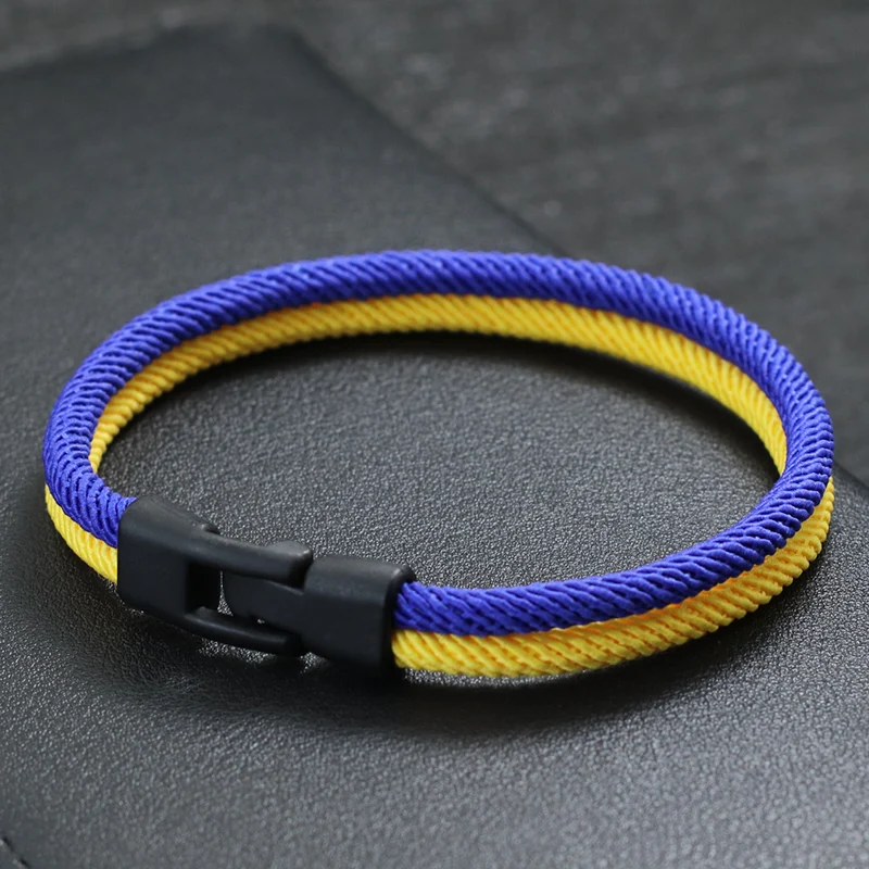 Blue Yellow Rope Bangle Men Viking Pulseira Masculino