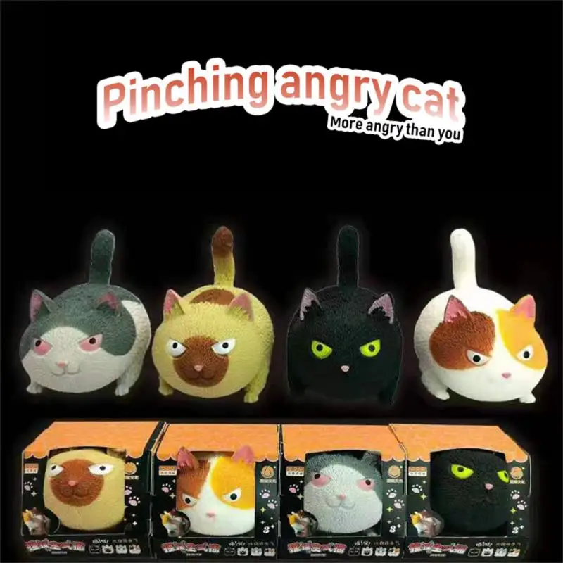 Pinch Angry Cat Fidget Squishy Toys Decompression Antistress Toys Cute Animal Orange Cat Puppet Squeeze Vent Toys For Children pea popper fidget toy