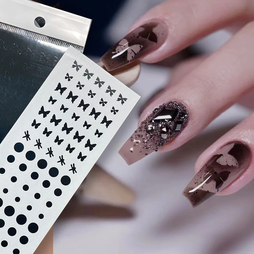 

2pcs/set Hollow Spray Template Nail Sticker Butterfly Snowflake Heart Design French Manicure Decals Spray Printing Maniture Tool