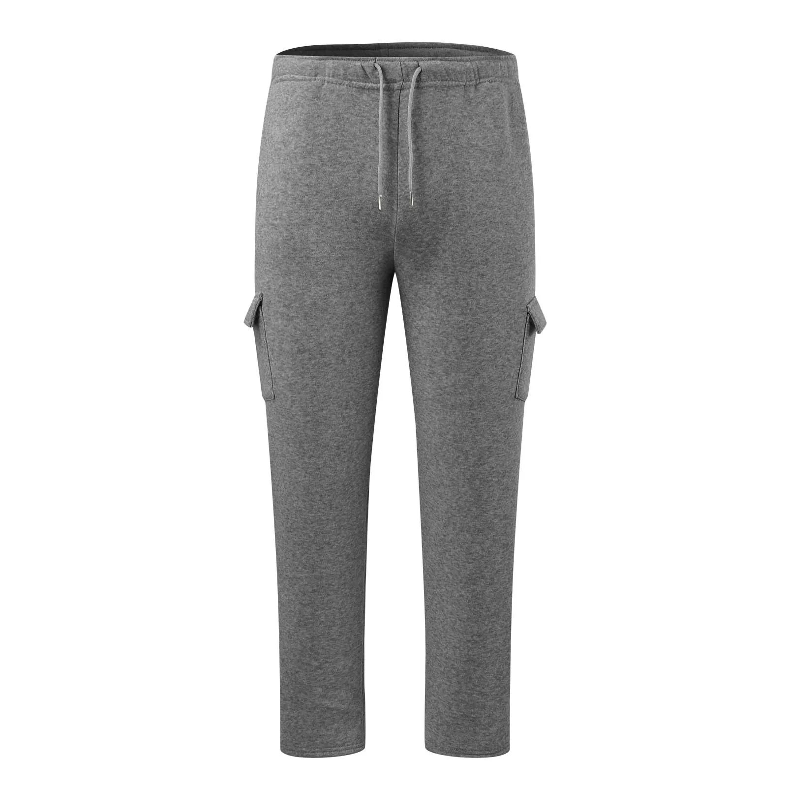 Autumn Winter Thicken Thermal Pant Men Solid Color Drawstring Elastic Waist Sweatpant Warm Loose Straight Baggy Sports Trousers
