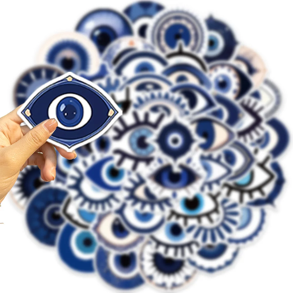 

50Pcs Cartoonish Blue Eye Stickers Doodle Decorative Guitar Skateboard Refrigerator Notebook waterproof Children's Gifts