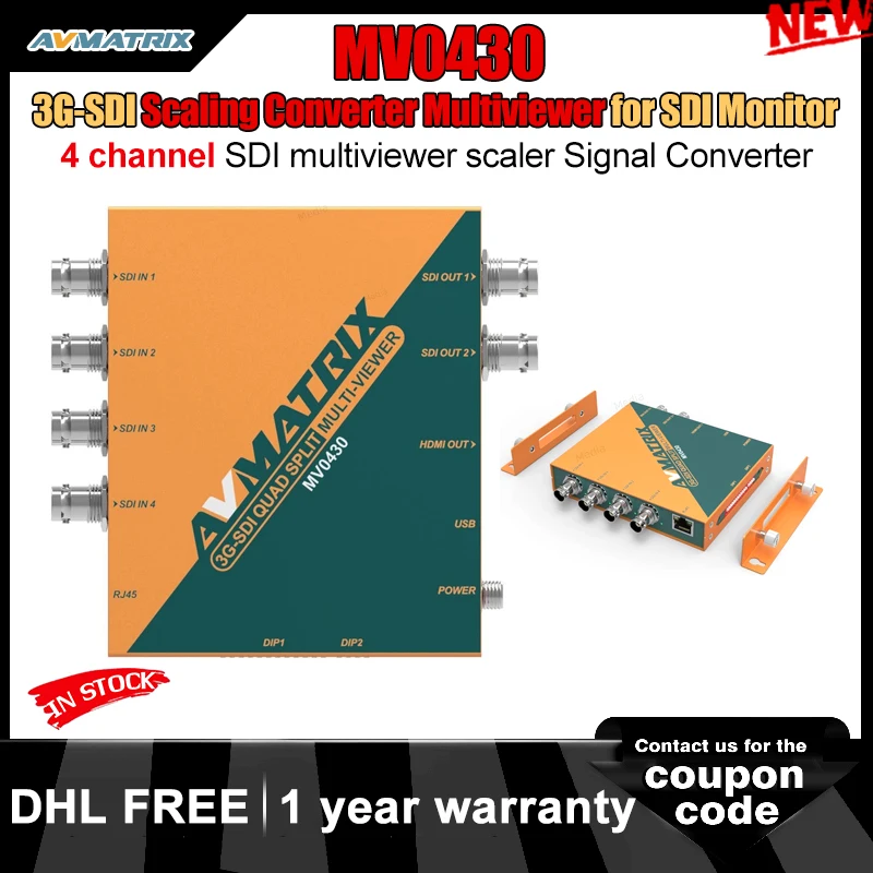 AVmatrix-MV0430 3G-SDI Scaling Converter Multiviewer for SDI Monitor 4 channel SDI multiviewer scaler Signal Converter