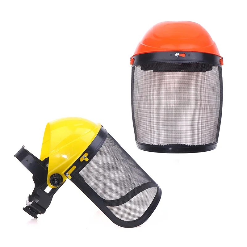 Garden Grass Trimmer Safety Helmet Hat with Full Face Mesh Protective Mask