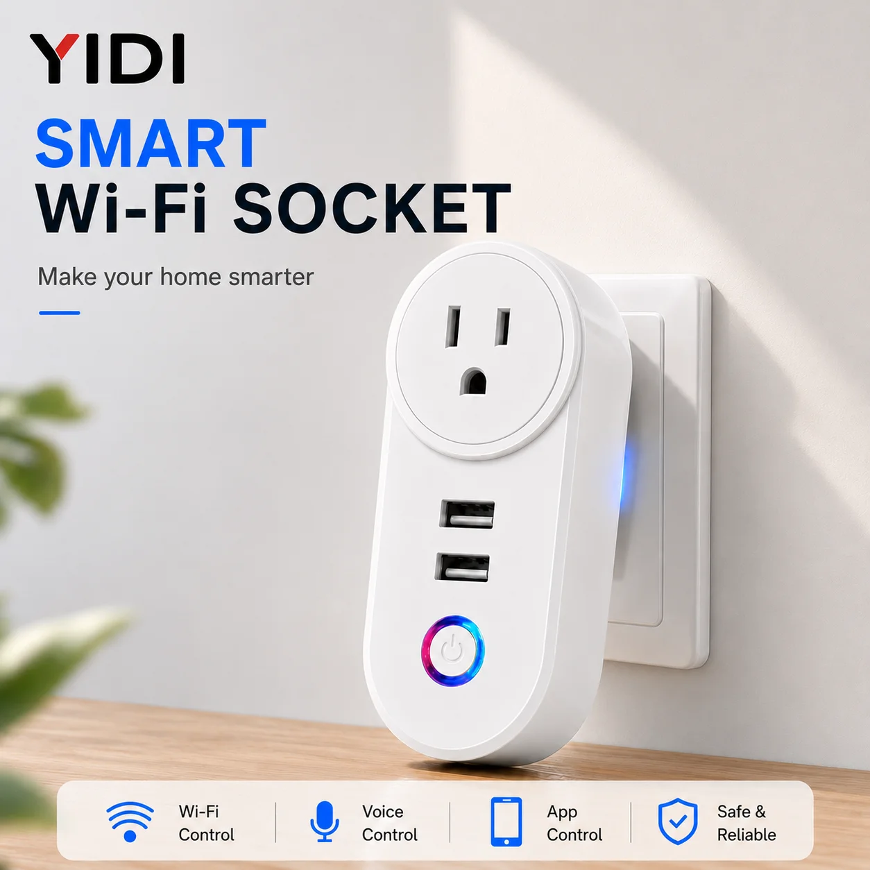 WiFi Smart Socket Plug with 2 USB Ports Tuya Smart Life App Remote Voice Control Alexa Google Home 16A