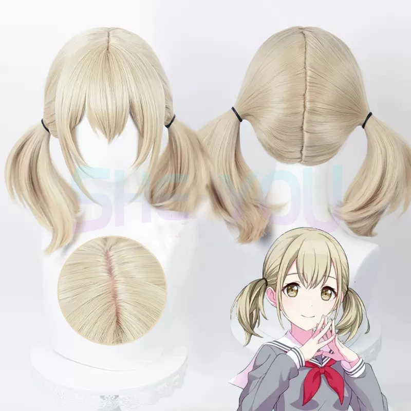 

High Quality Project SEKAI COLORFUL STAGE! Scalp Azusawa Kohane Cosplay Wig 43cm Light Linen With Double Tail Heat Resistant Wig