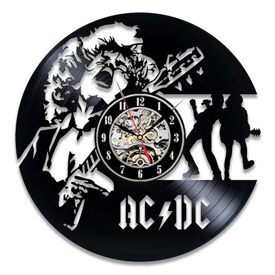 AC DC Vinyl Record Wall Clock Modern Design Music Rock Band Vintage Vinyl CD Clocks Wall Watch Home Decor wall clock