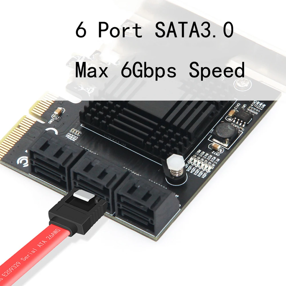 PCI-E PCIE 확장 카드, SATA 컨트롤러, SATA 멀티플라이어, HDD SSD용 ASMedia ASM1166 칩, 6 포트, SATA 3 PCI 익스프레스, 6Gbps