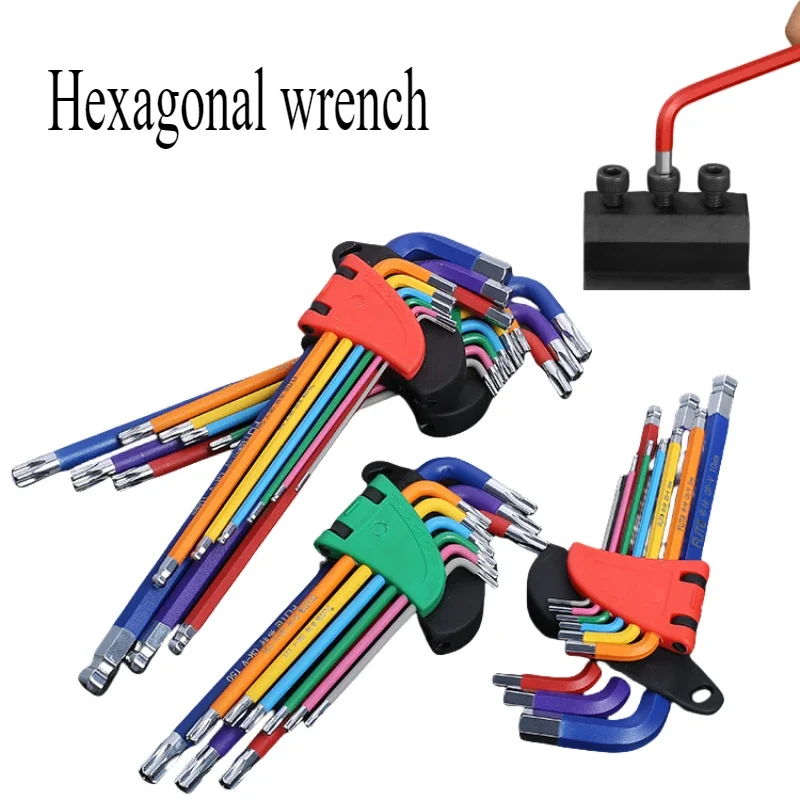 Vue rapprochée des embouts hexagonaux et Torx du kit de 5 clés pliantes pour modélisme, outillage de précision.