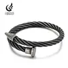 Fongten Punk Stainless Steel Wire Bangle For Men Nail Buckle Trendy Hip Hop Minimalist Male Jewelry Birthday Gift Wholesale 1
