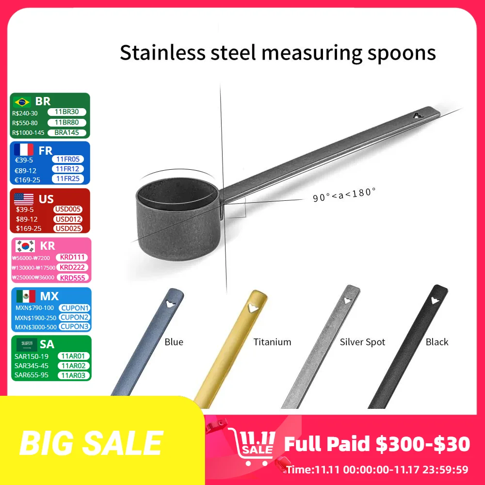 Coffee Scoop MHW-3BOMBER Coffee Measuring Scoop Stainless Steel Long Handle 4 Pieces Set Home Barista Tools Kitchen Accessories