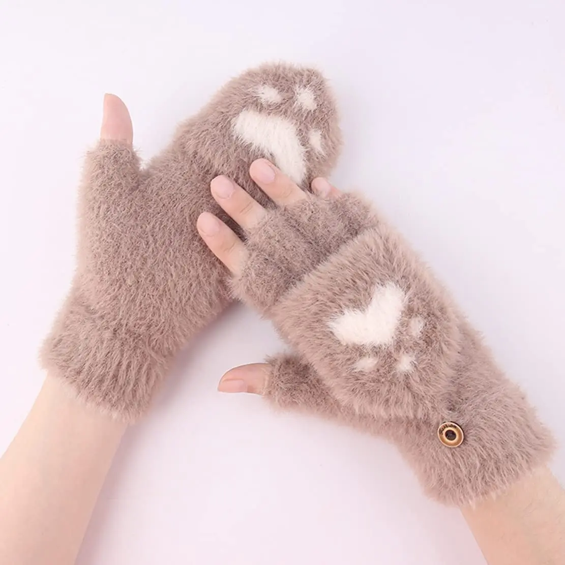 Mink Gloves Cat Claw Fingerless Mittens For Women Men