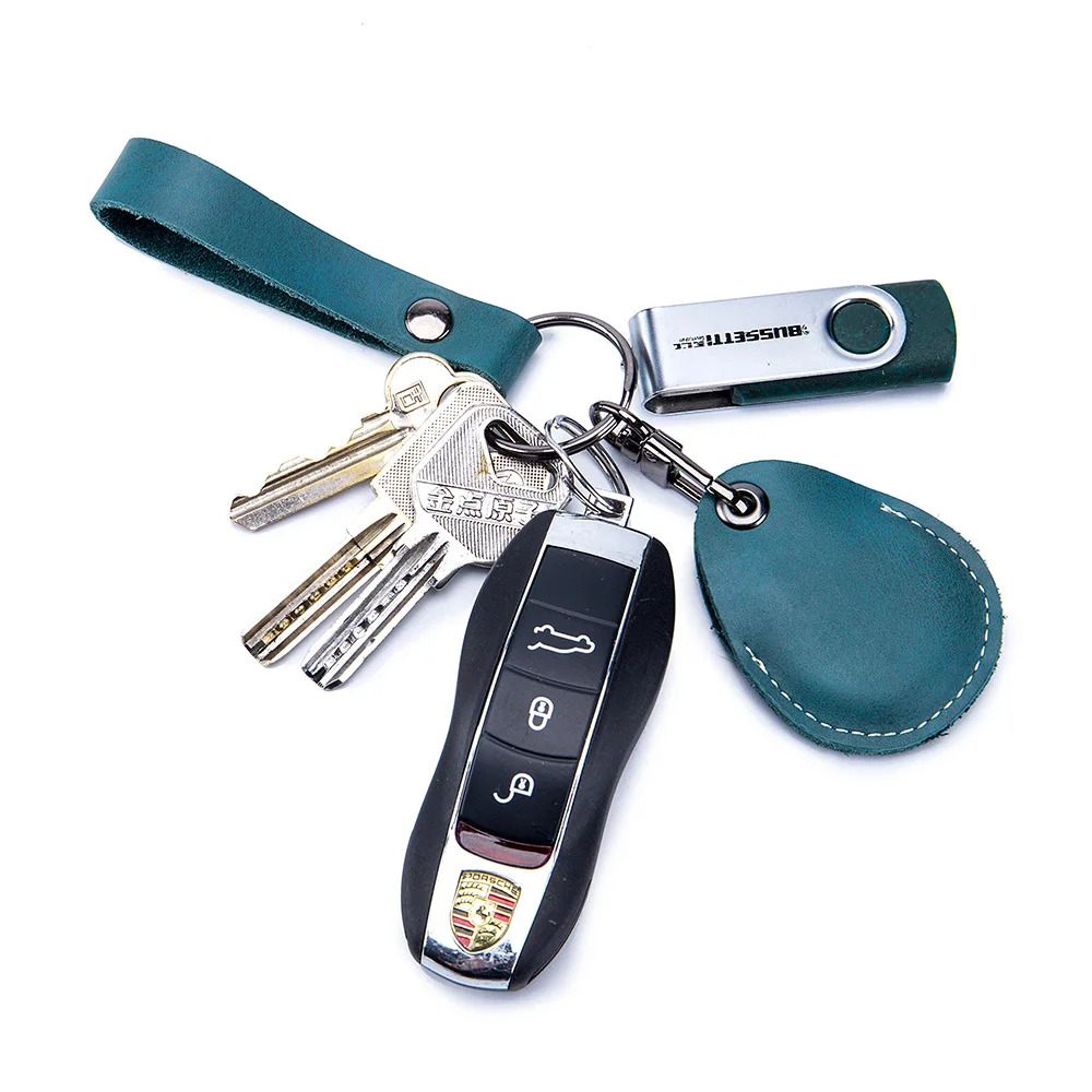 Keychain Holder Customizable Leather Cover Card Holder ID Card Case Unisex IC Alarm Tag Mark Protective Case Car