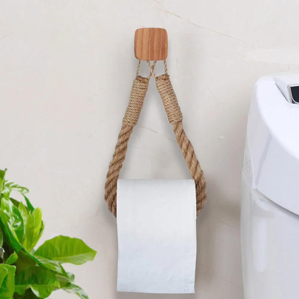 Vintage Towel Hanging Rope Toilet Paper Holder Home Hotel Bathroom Decoration Storage Rack Suction Cup Wall Mounted Movable