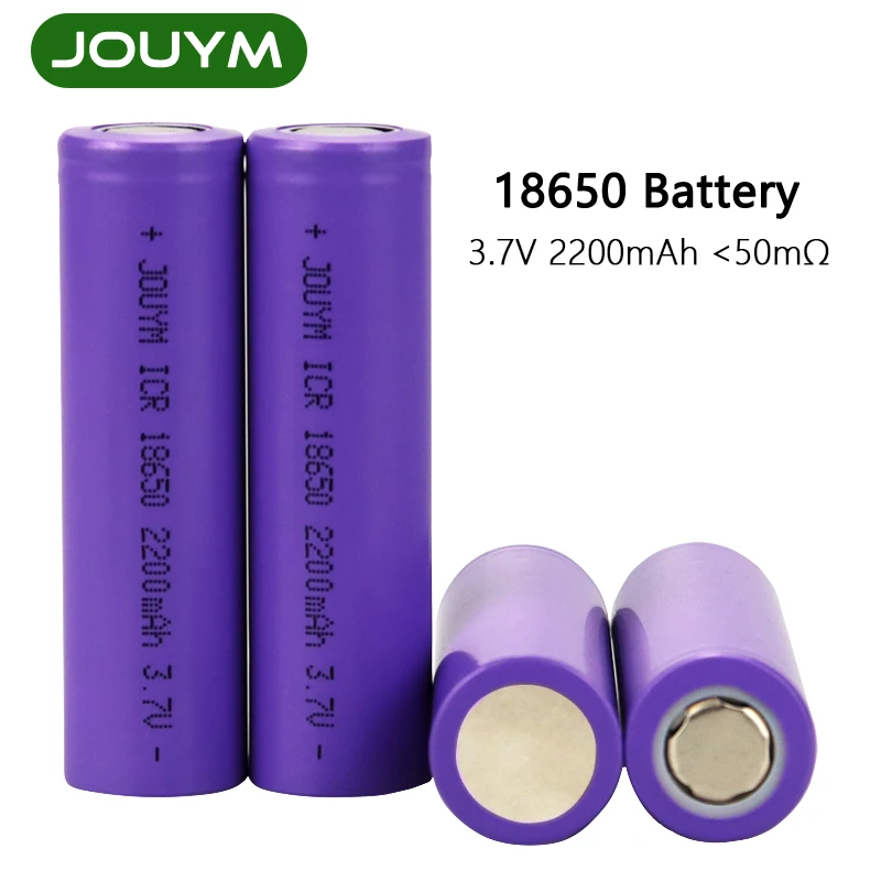 

JOUYM 18650 Battery 3.7V 2200mAh ICR18650 Battery Lithium Rechargeable Batteries For LED Flashlight/Electronics