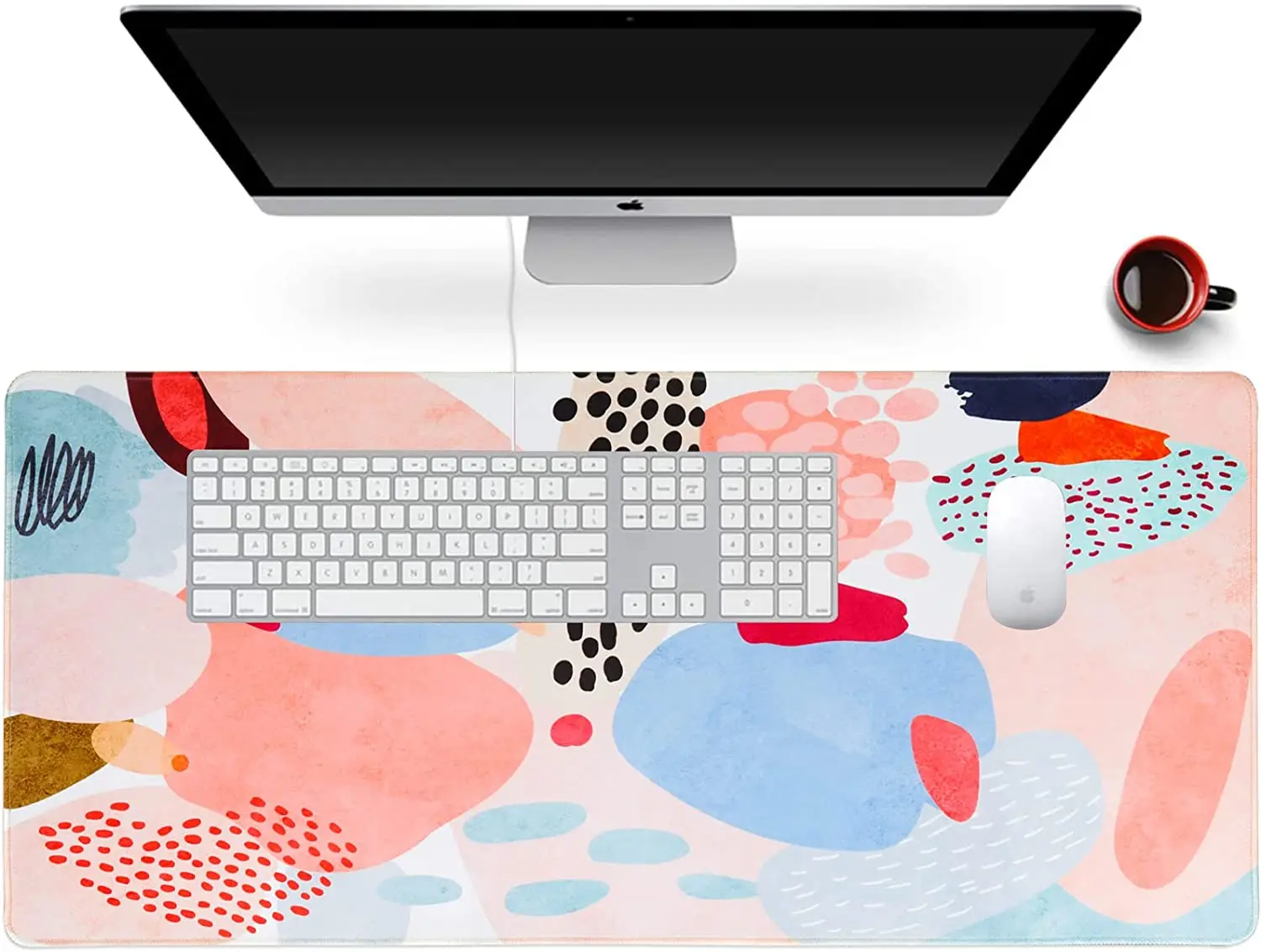 

Multi-Color Desk Mat Extended Large XXL Laptop Mousepad with Stitched Edges Non Slip Base Computer Desk Pad 35.4x15.7 Inch