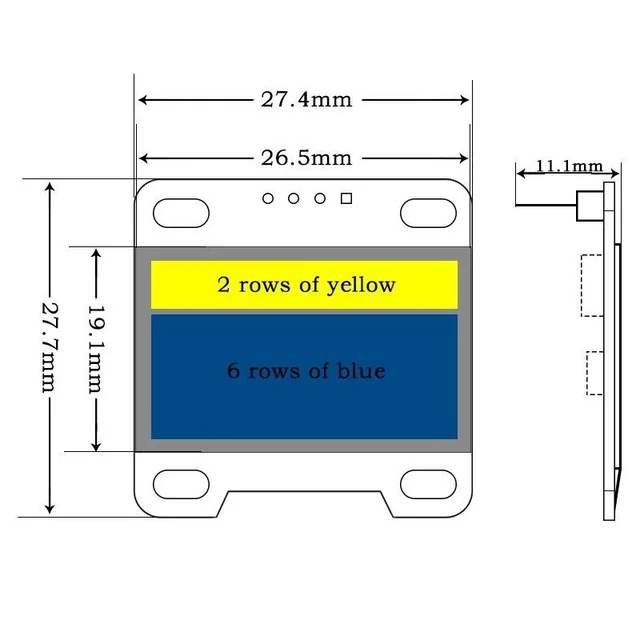 0,96-дюймовый модуль OLED-дисплея SSD1306 I2C IIC SPI Serial 128X64 ЖК-дисплей 4-контактный желтый синий белый синий для Arduino (контактные разъемы пайки) 4