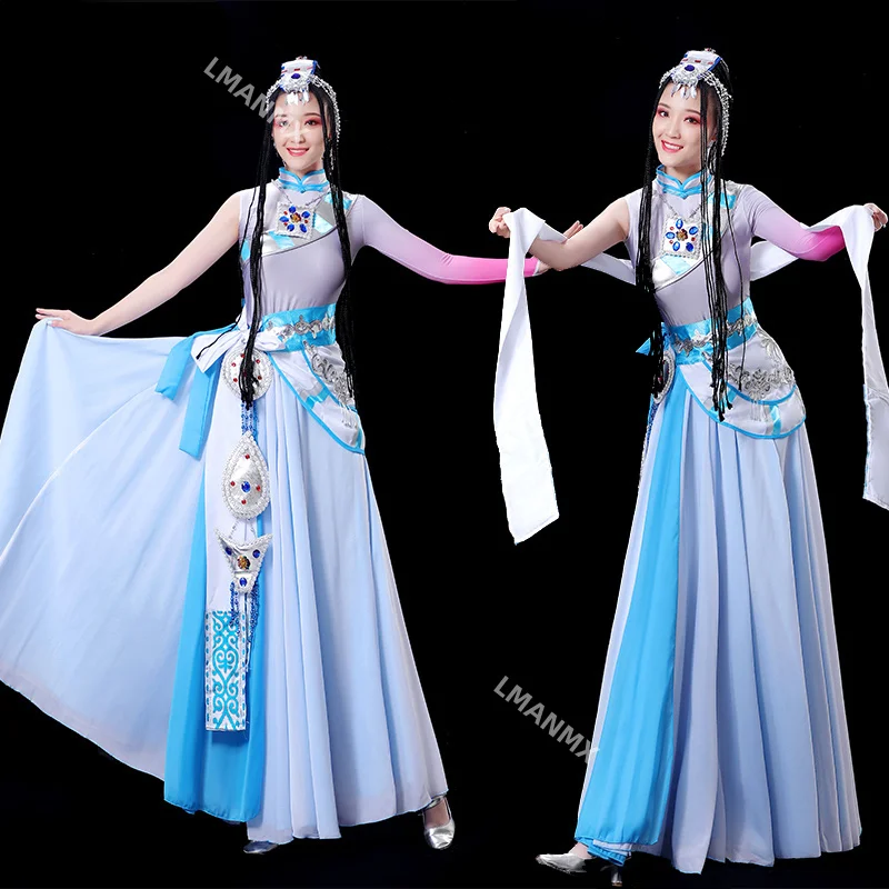 

Minority Tibetan Dance Costume Female Traditional National Dance Stage Performance Mongolian Tibetan Outfit for Women Dancewear