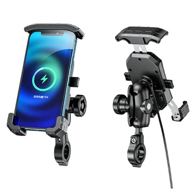 Motorcycle Phone Holder With Qi 15w Wireless Charger & Usb C 20w Fast  Charging Waterproof Mirror Handlebar Bike Cellphone Mount - Holders &  Stands - AliExpress