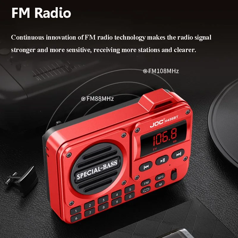 Mini Portable FM Radio HD Screen Radios Receiver Wireless Bass Bluetooth Speaker Music Box with TF Card U Disk 3.5mm Headset Jac