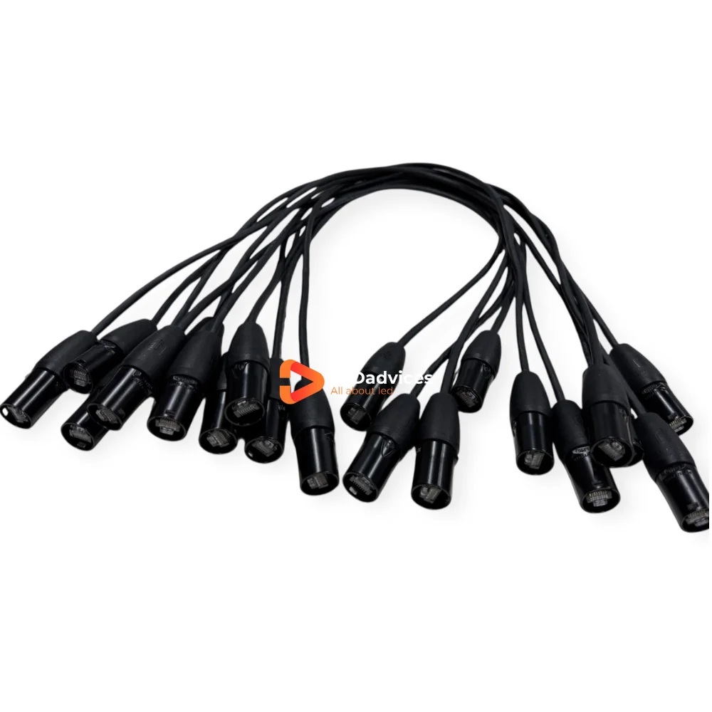 10개 24AWG Neutrik etherCon 유연한 CAT6 이더넷 케이블 0.8m/1.2m NE8MX-B-TOP 방수 블랙 LED 디스플레이 신호 케이블