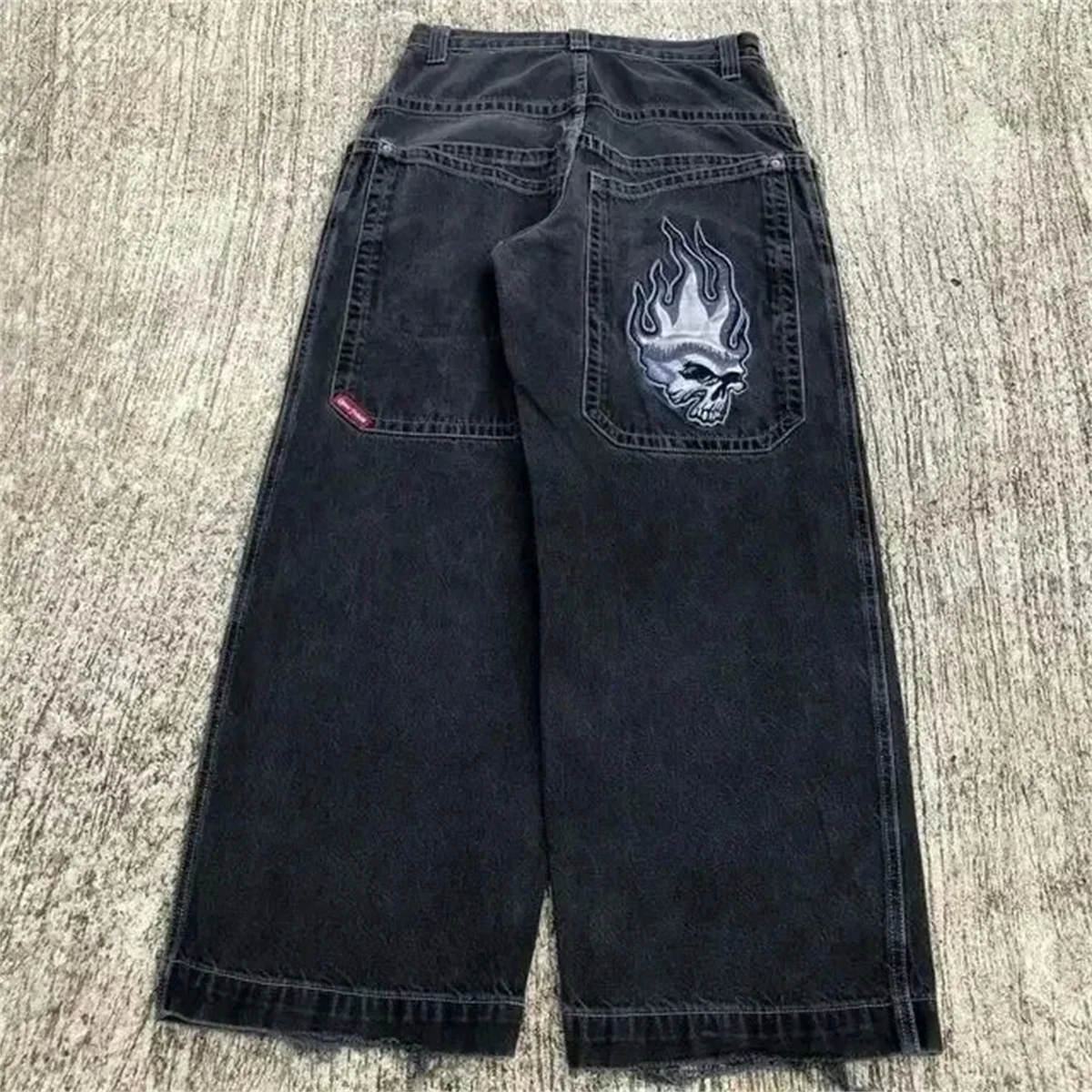 American Vintage Gothic Print Jeans Women Y2K 2024 New Street Hip Hop JNCO Baggy Jeans Couple Harajuku Joker Slouchy Jeans Women