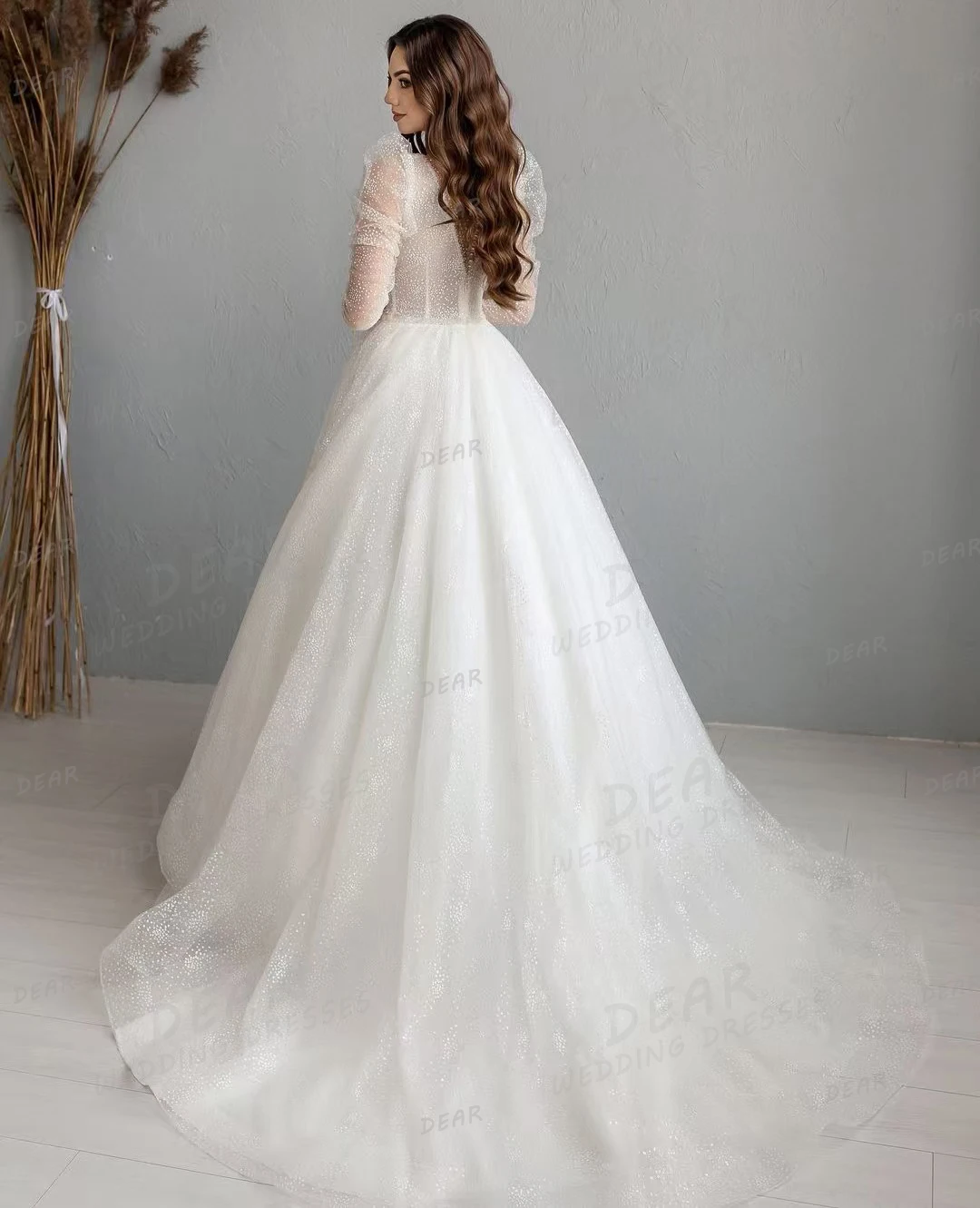 chinese dress ladies Sparkly Sequin long Sleeves Elegant Mermaid Garden Vintage Dream Beach –  bridalsew main image 0