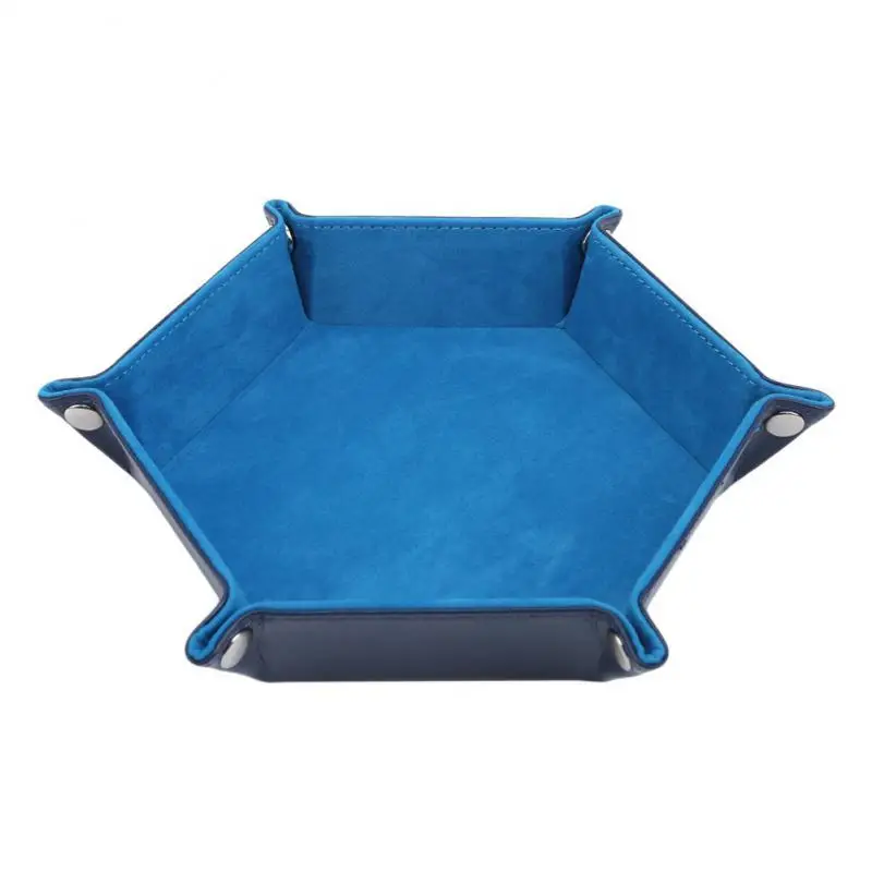 롤링 접이식 육각형 주사위 게임 보관 트레이 거치대, 양면 두꺼운 PU 가죽 및 벨벳 매트, 사무용품 보관, 1 개, 2 개, 4 개