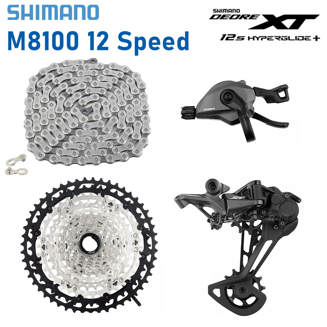 

Shimano Deore XT M8100 Groupset 12S MTB Derailleur Shifter 12V Gear Set HG MS Cassette 12 Speed Bicycle Chain 46T 50T 51T 52T