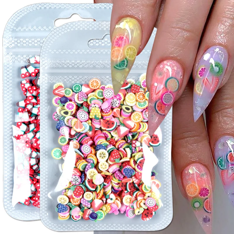 

10G Summer 3D Fruit Slice Nail Art DIY Design Decoration Acrylic Polymer Clay Lemon Strawberry Slices Nails Accesorios Supplies