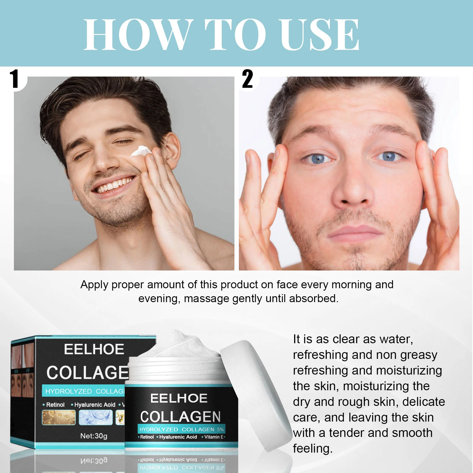 30/50g Men Anti-Wrinkle Facial Cream Retinol Collagen Moisturizing Anti-Aging Firming Facial Face Men Skin Tighting Care