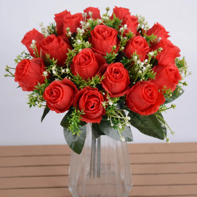 Elegant Silk Rose Bouquet - 18 Bloom Arrangement