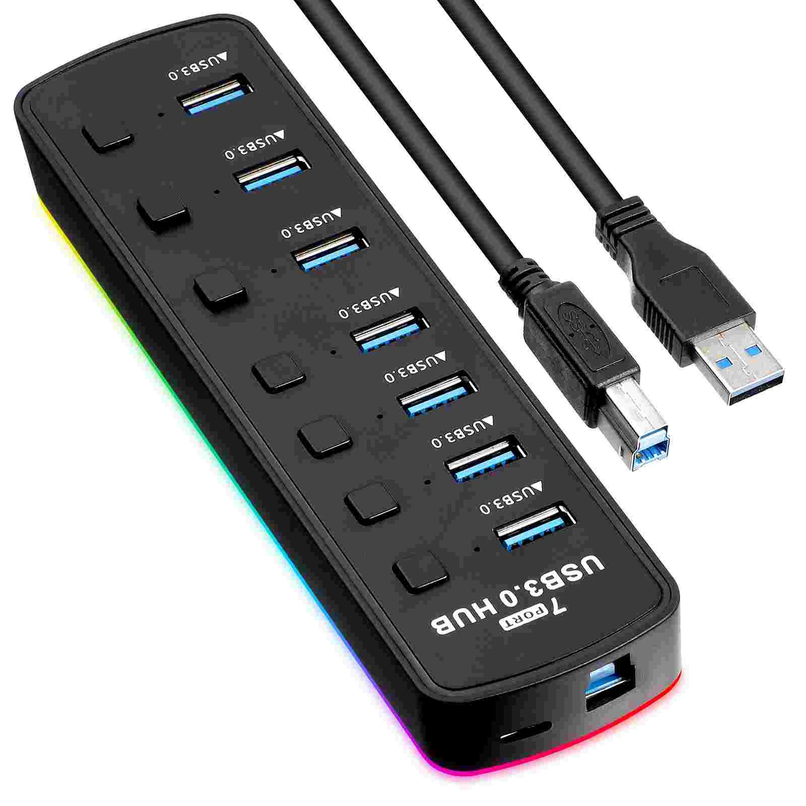 

Colorful Usb30 Hub 7-port Splitter Computer Converter Independent with Power Supply Expander Extension Cord