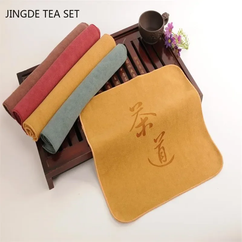Chinese Absorbent Thickened Tea towel Square Rag Tea Set Special Fiber Towel Teapot Cleaning Ceremony Accessory