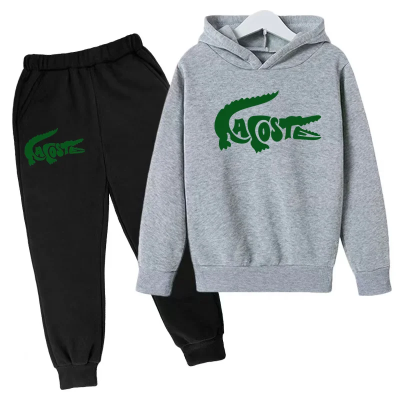 Kids Sports Suit Kids Hoodie Creative Crocodile Sweatshirt Top + Pants 2P Jacket Boys Girls Preschool 3-12 Years Sunny Kids Athleisure Set