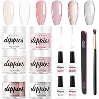 Acrylic Nail Kit Starter: Clear Pink Nude Acrylic Powder & Nail Liquid Acrylic Nail Brush Nail Files Forms Press On Nails 1