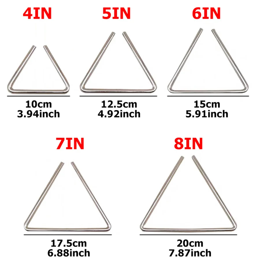 1set 4-8inch Triangolo Classical Metal Percussion Orchestra Performance Instruments Creative Musical Instruments Gift for Kids 6