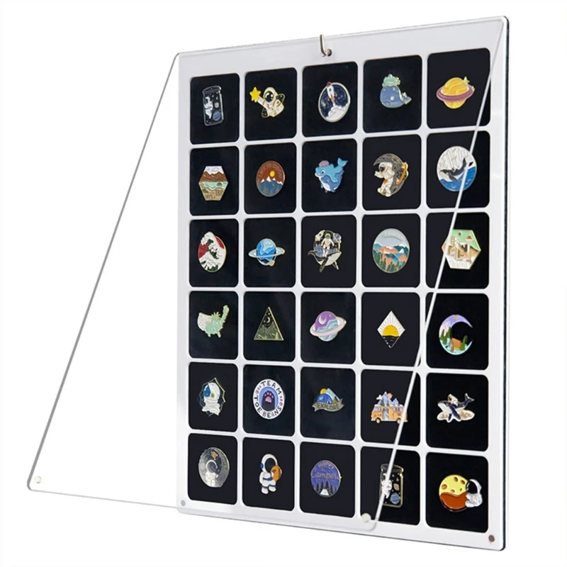 Pin Display Case Acrylic Brooch Pin Collections Display Organizers for Medals Jewelry Pin Collections Holder Tabletop & Wall