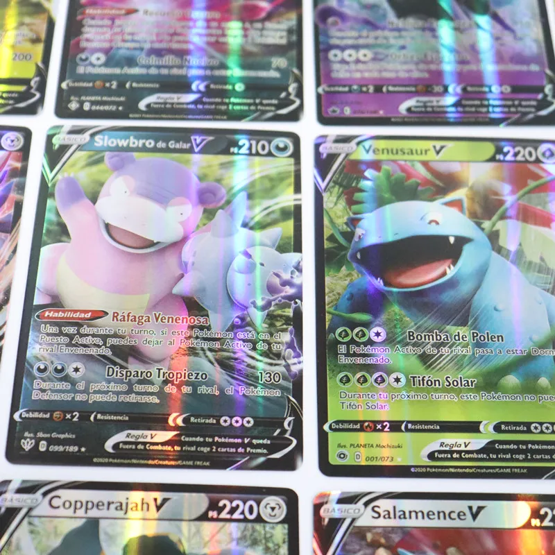 100 Stück glänzende spanische Pokémon-Karten, seltene Vmax TAG TEAM V Energiekarte, Sammelkarte, Pokémon-Sammelkarte – Detail 4