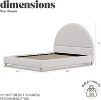 Casa Boucle Cloud Bed Frame with Arch Shaped Headboard, Upholstered in Soft Fabric, Platform Bed Frame with Solid Wood Legs 2