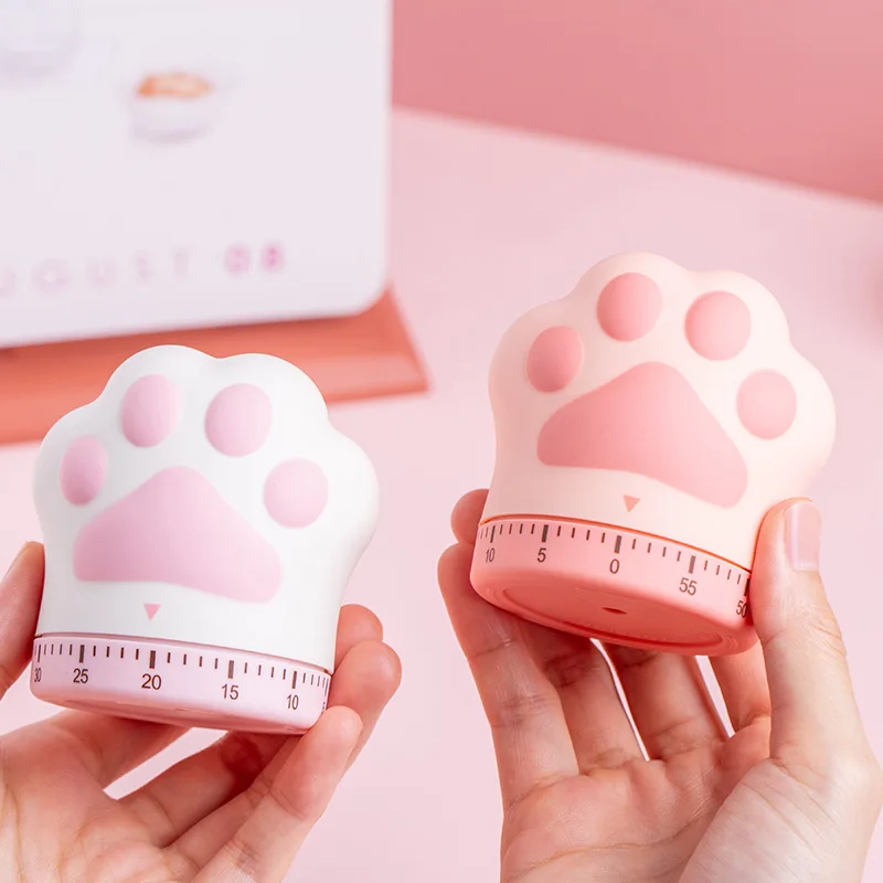 Cute Cat's Paw Time Manager Student Reading Kitchen Baking Timer Multifunction Timer Study Accessories Reading Supplies фотографии