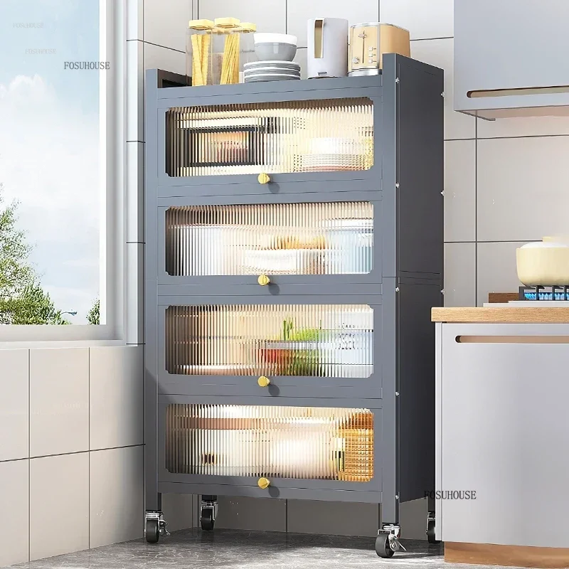 Luxury Metal Sideboards Kitchen Cabinets With Door Multi-functional Rice Cooker Locker Against The Wall Sideboard StorageN