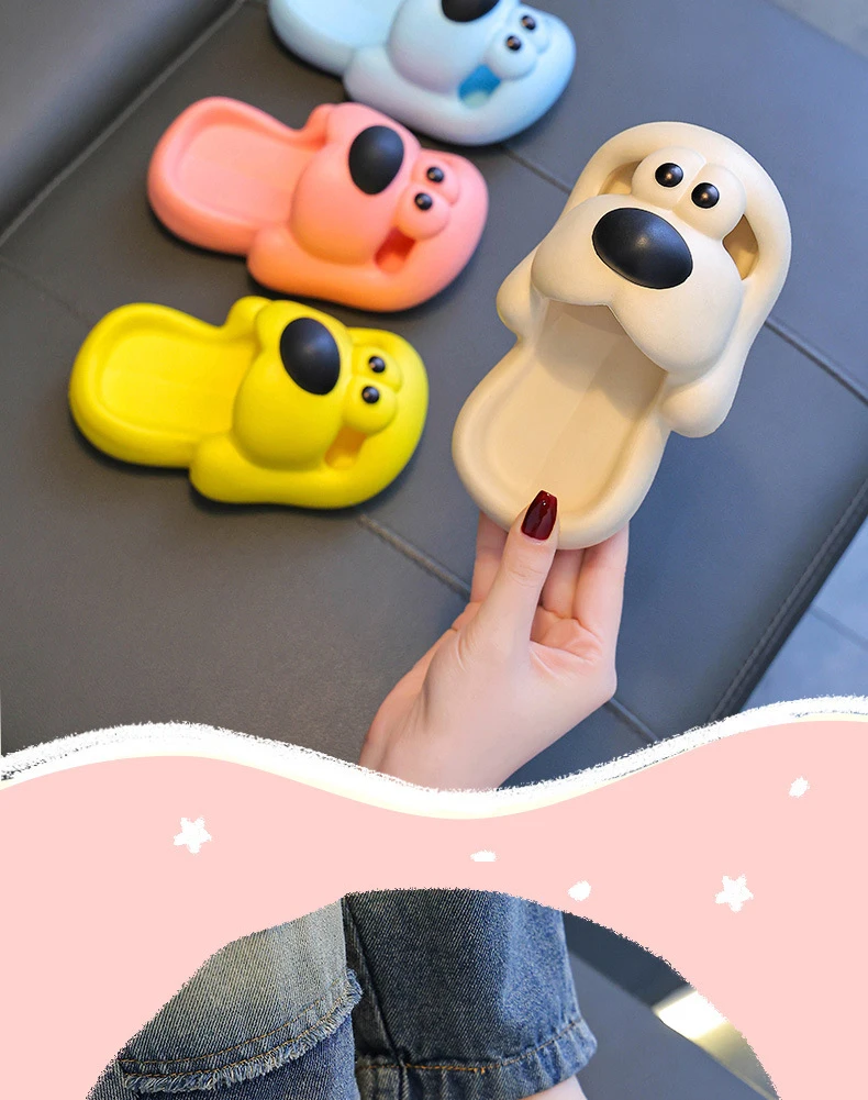 Children's Slippers - Cute Puppy Kids Indoor Slippers With Non Slip EVA Sole Sandals